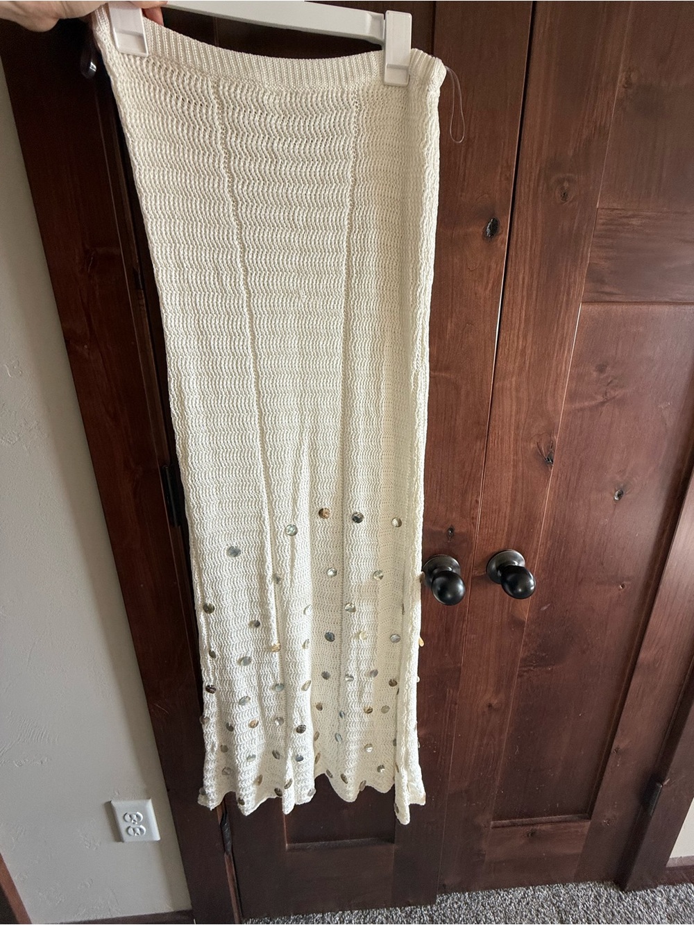 Peppermayo Cream Maxi Knit Skirt with Sequin Accents - Picture 3 of 4